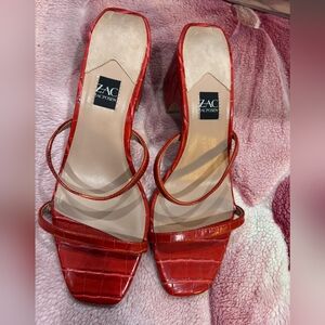 Zac Posen Croc-Embossed Red Heels